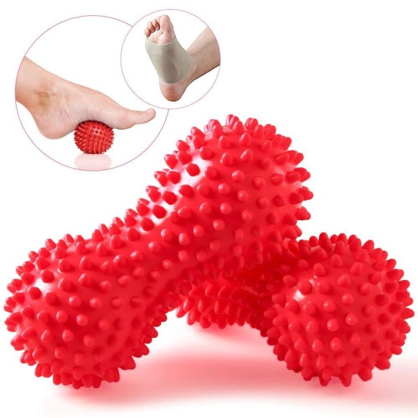 2 stk Spiky Ball peanut Muscle Massage Roller Yoga Stick Body Multicolor