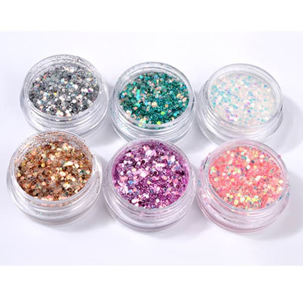 6 negle glitter mix - Rainbow