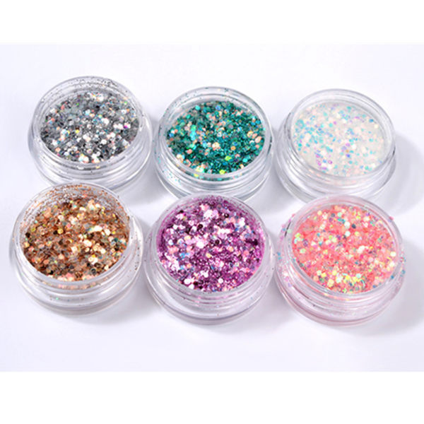 6st nagelglitter mix - Rainbow