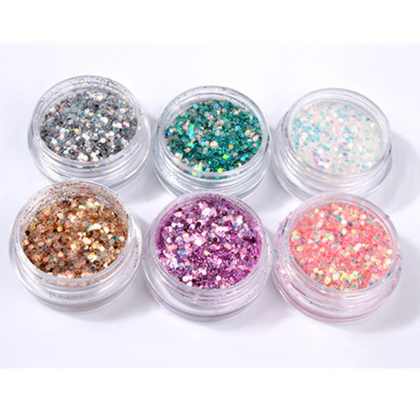 Nail glitter mix - Rainbow Glitter mix - Metallic silver