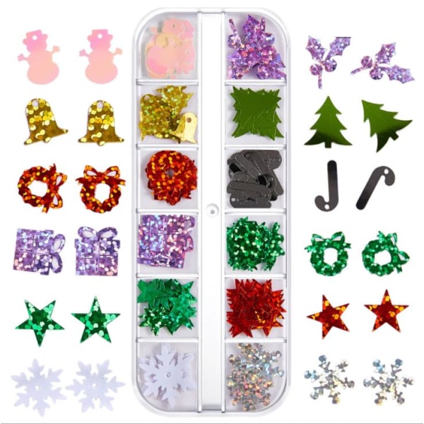 Juldekorationer snöflingor nagelglitter i praktisk ask multifärg