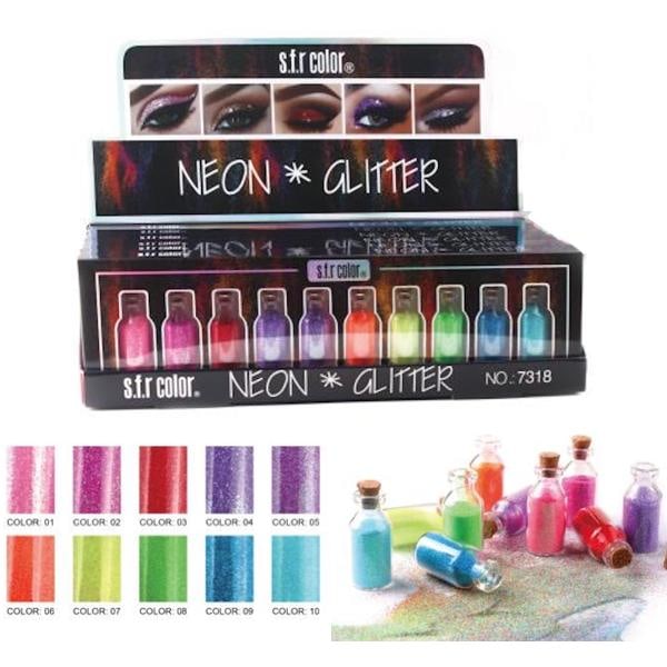 12 stk finkornede glitterbokser Multicolor