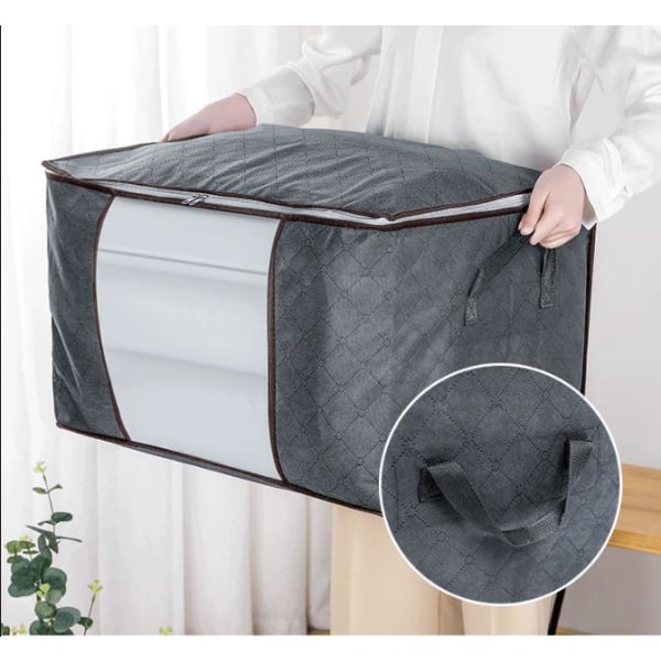 Opbevaringspose til lagner, tæpper, tøj - Organizer Grey