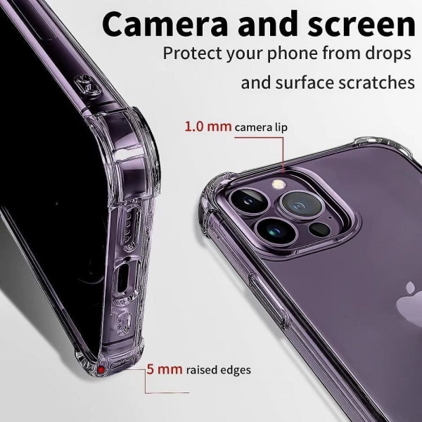 iPhone 14 Pro Max- Silikone stødsikkert cover ekstra stødsikkert Transparent