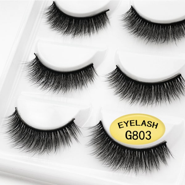 5 paria tekoripsiä - 3D tekominkki - musta Black 3D faux mink - G807