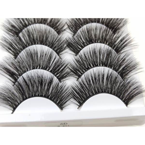 5 par falske øjenvipper - 6D faux mink - G211 Black