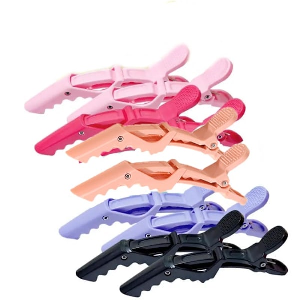 6st hårklämmor Crocodile Clip frisörklämmor Svart