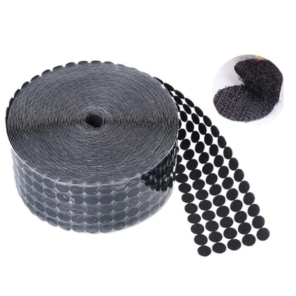 100 runde selvklæbende velcrobånd - 1 cm Black