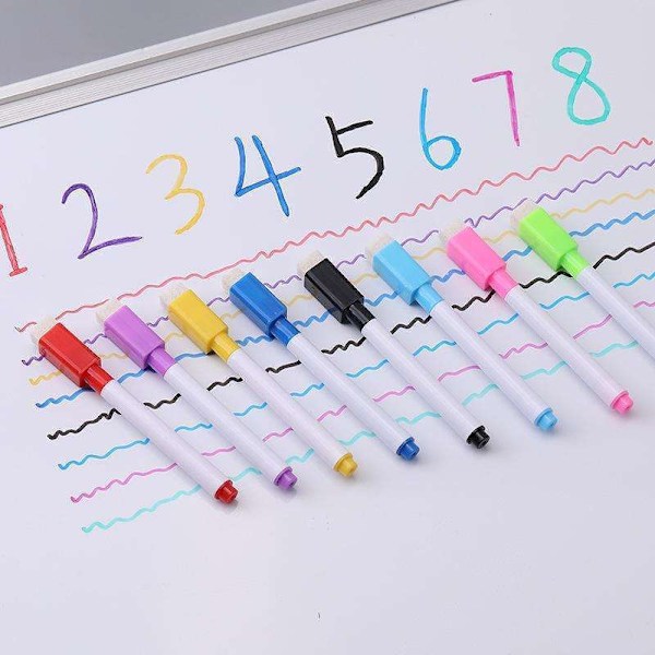 8-Pack - Whiteboard blyanter med viskelæder - Blyanter Multicolor