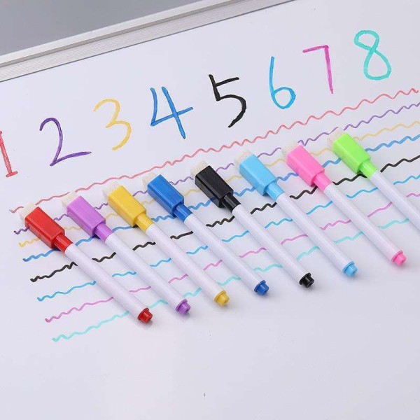 8-Pack - Whiteboard pennor med sudd - Pennor multifärg