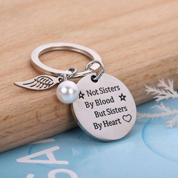 Nøglering "Sisters by Heart" - Rustfrit stål - Vintage Silver