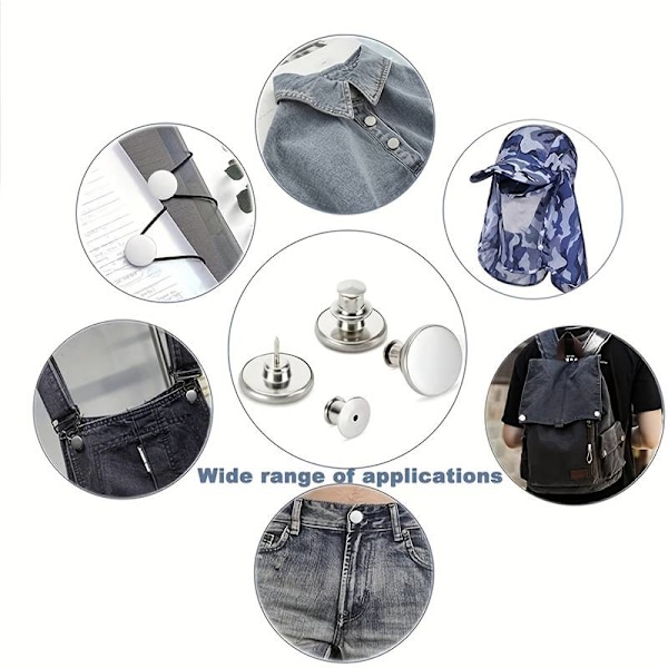 2-pak syfri bukseknapper - Juster størrelse - Hvid Silver 2-pack