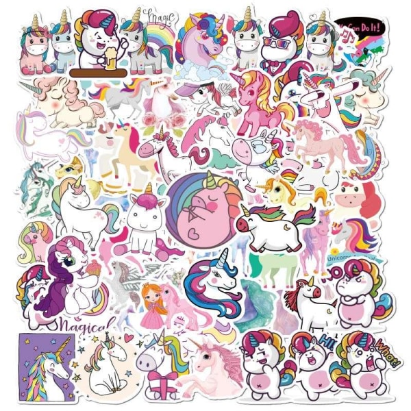 50st stickers klistermärken - Djur motiv - Cartoon - Unicorn multifärg