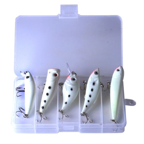 5 st wobbler glow in the dark crankbait multifärg