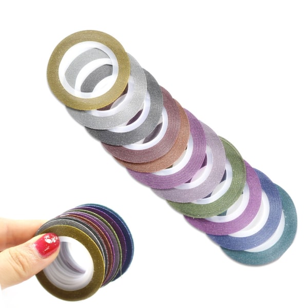 Glittrig striping tape, nageltejp Lila