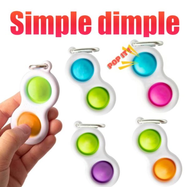 Pop it Fidget- Simple dimple - MINI Finger Toy / Leksak- CE Rosa - Blå