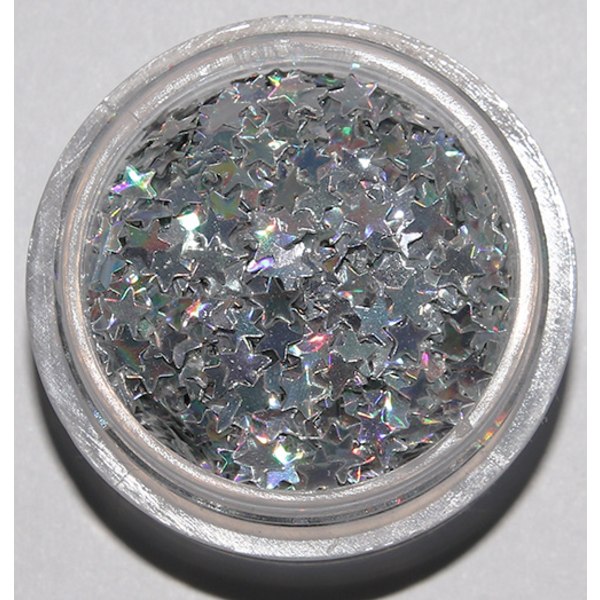 Negleglitter - Stjerner - Sølv - 8ml - Glitter Silver