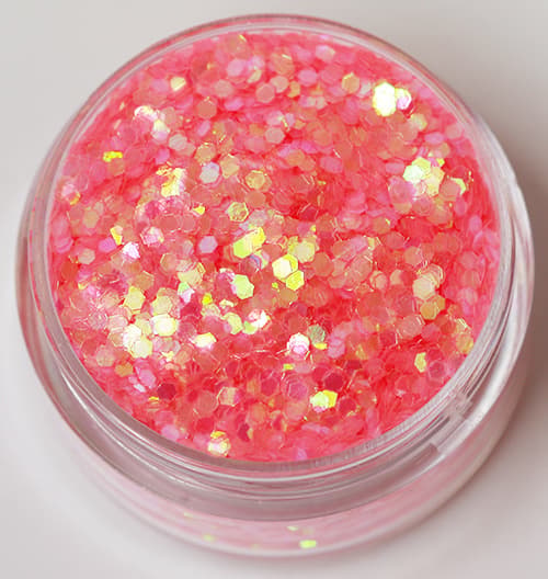 Negleglitter - Hexagon - Koral - 8ml - Glitter Pink