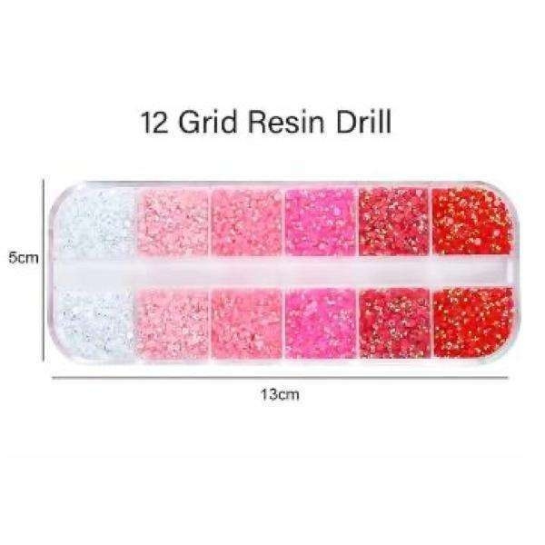 12st Rhinestone i olika storlekar i ask - Nageldekorationer multifärg