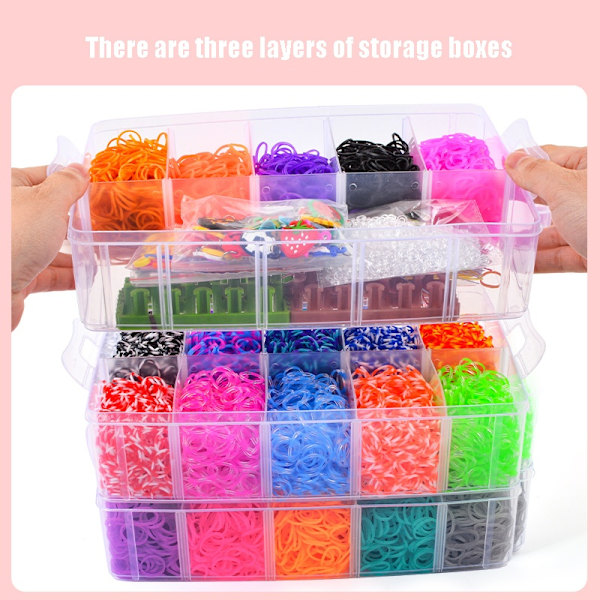 Superstort Loom Bands Kit – 28 000 delar med tillbehör, multifärg multifärg