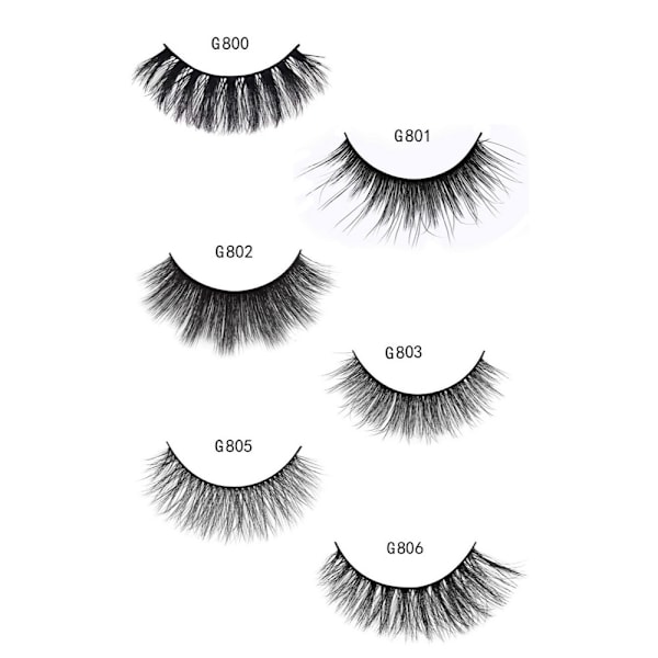 5 par falske øjenvipper - 3D faux mink - Sort Black 3D faux mink - G807