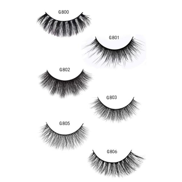 5 paria tekoripsiä - 3D tekominkki - musta Black 3D faux mink - G807