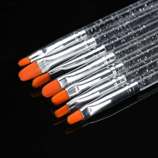 7 stk Akryl / UV børster negler - Klar Transparent
