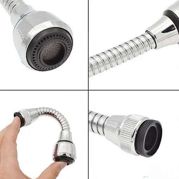 Dyse kjøkkenkran Adapter, Roterende Kjøkkenkran 360° Fleksibel Silver