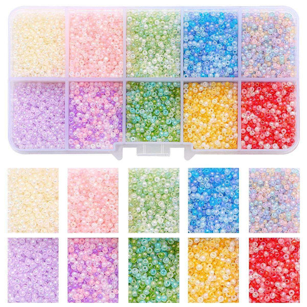 Glassperler - Frøperler 2mm - Smykkelaging - DIY Multicolor