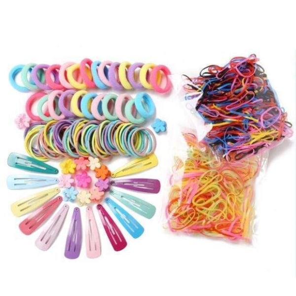 Alt-i-ett-sett: 500 stykker hårbånd, hårspenner Multicolor