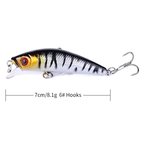 5-pack fiskedrag wobbler multifärg