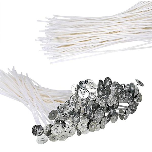 100 stk. Candle Sustainers - Lysveker - Voksede veker White 10cm