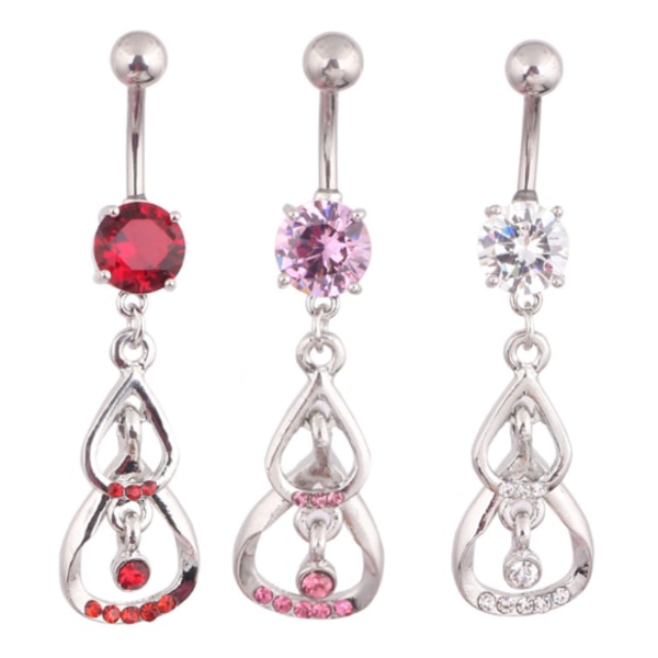 Navelpiercing silver diamant bubblor Rosa