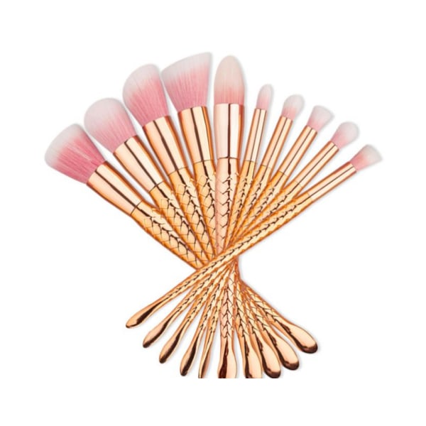 10st Sminkborstar - Makeup brushes - Unicorn Rosa guld