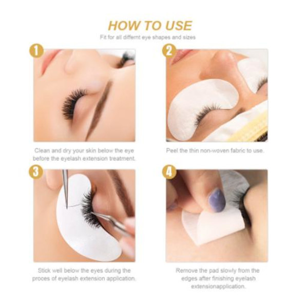 100 par øjenplastre, øjenpuder, eyelash extensions White