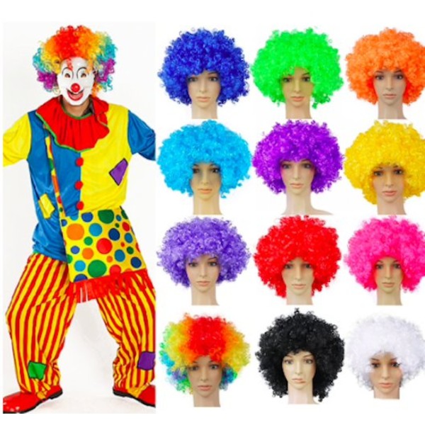 Clown peruk - 10 färger Flerfärgad