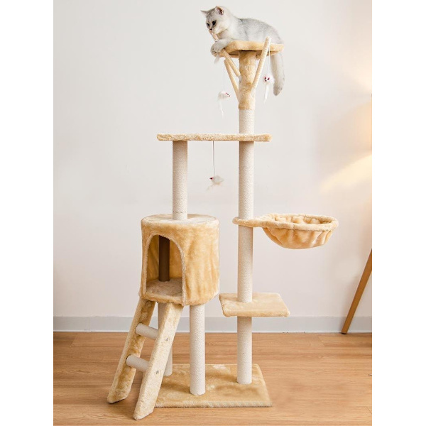 Katträd - 138cm - Klöspelare - Klösmöbel Beige