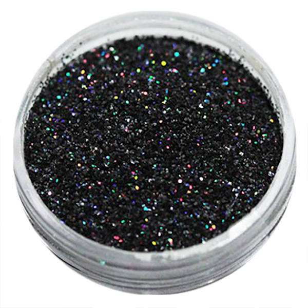 Negleglitter - Finkornet - Sort regnbue - 8ml - Glitter Black