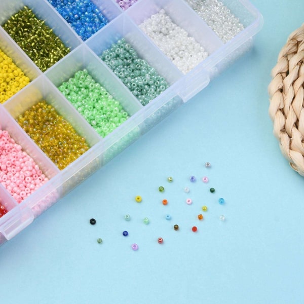 DIY - Pärllåda - Seed beads - 2mm -19000st- Smyckestillverkning Multicolor