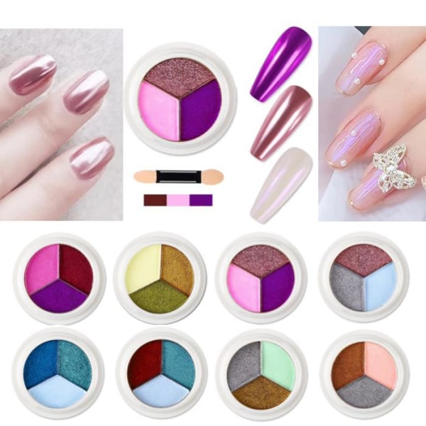 Magic Mirror Solid Nail Glitter Powder - Pigment - Negledekorasjoner Nr - 08