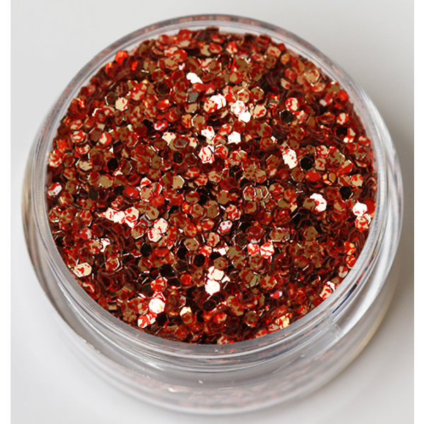 Kynsien glitter - Hexagon - Kaksisävyinen punainen/kulta - 8ml - Glitter Multicolor