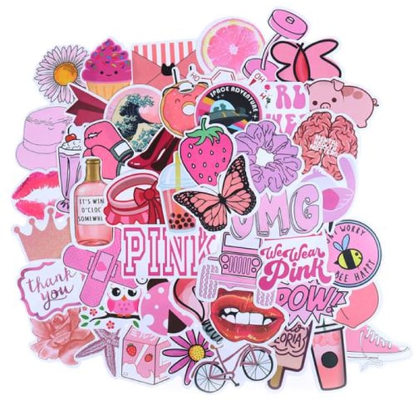 50 stk tegneserie pink piger klistermærker DIY kuffert bærbar guitar Multicolor