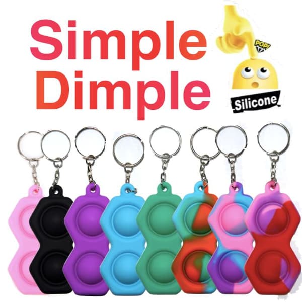 Pop it fidget nyckelring i silikon 2-pack Push Pop Bubble Rosa
