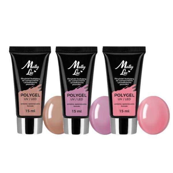 3-pakning Polygel - Pulvergelé - 45ml - Akrylgelé - Byggemiddel Multicolor