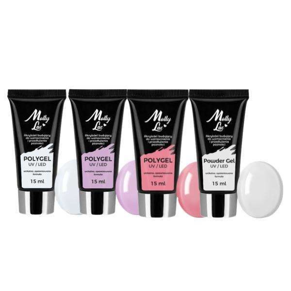 4-pak Polygel - Pulver gel - 60ml - Akryl gel - Builder Multicolor