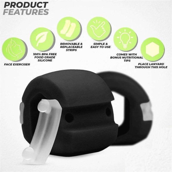 Jawline Exerciser Jaw Trainer - Trening av definerte kjevemuskler Black one size