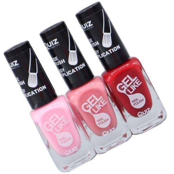 3 neglelakker, neglelakk - Lys rosa, Rosa, Rød Multicolor