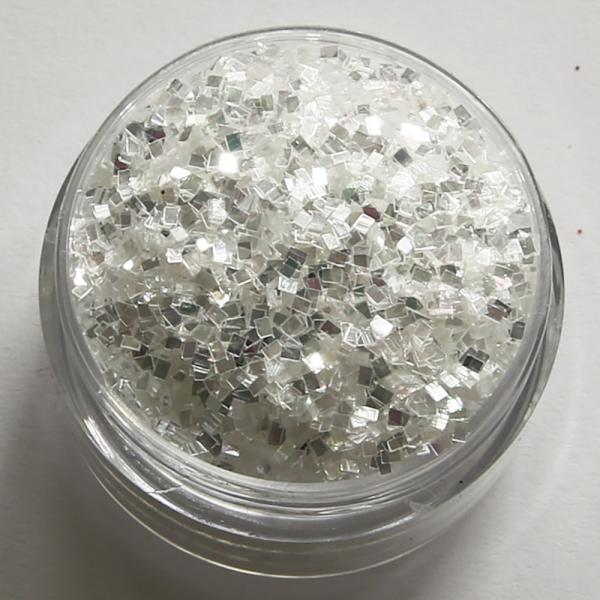 Negleglitter - Firkantet - Hvid is - 8ml - Glitter White