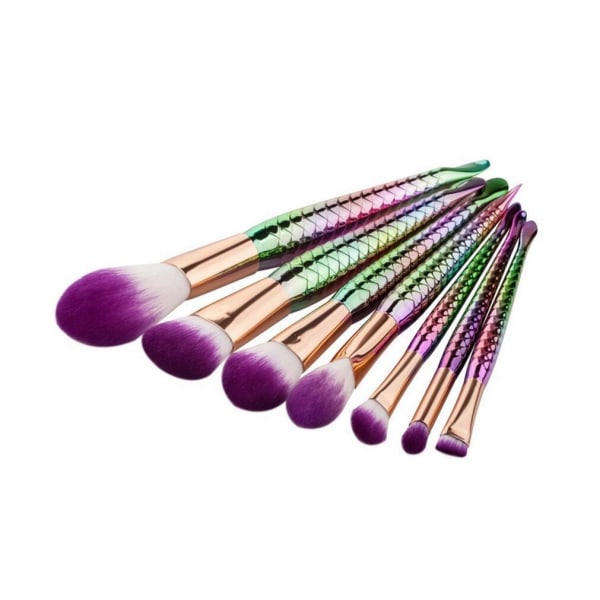 7 stk make-up børster - Havfrue flerfarvet Multicolor
