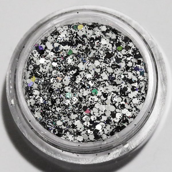 Negleglitter - Mix - Hvid sort regnbue - 8ml - Glitter